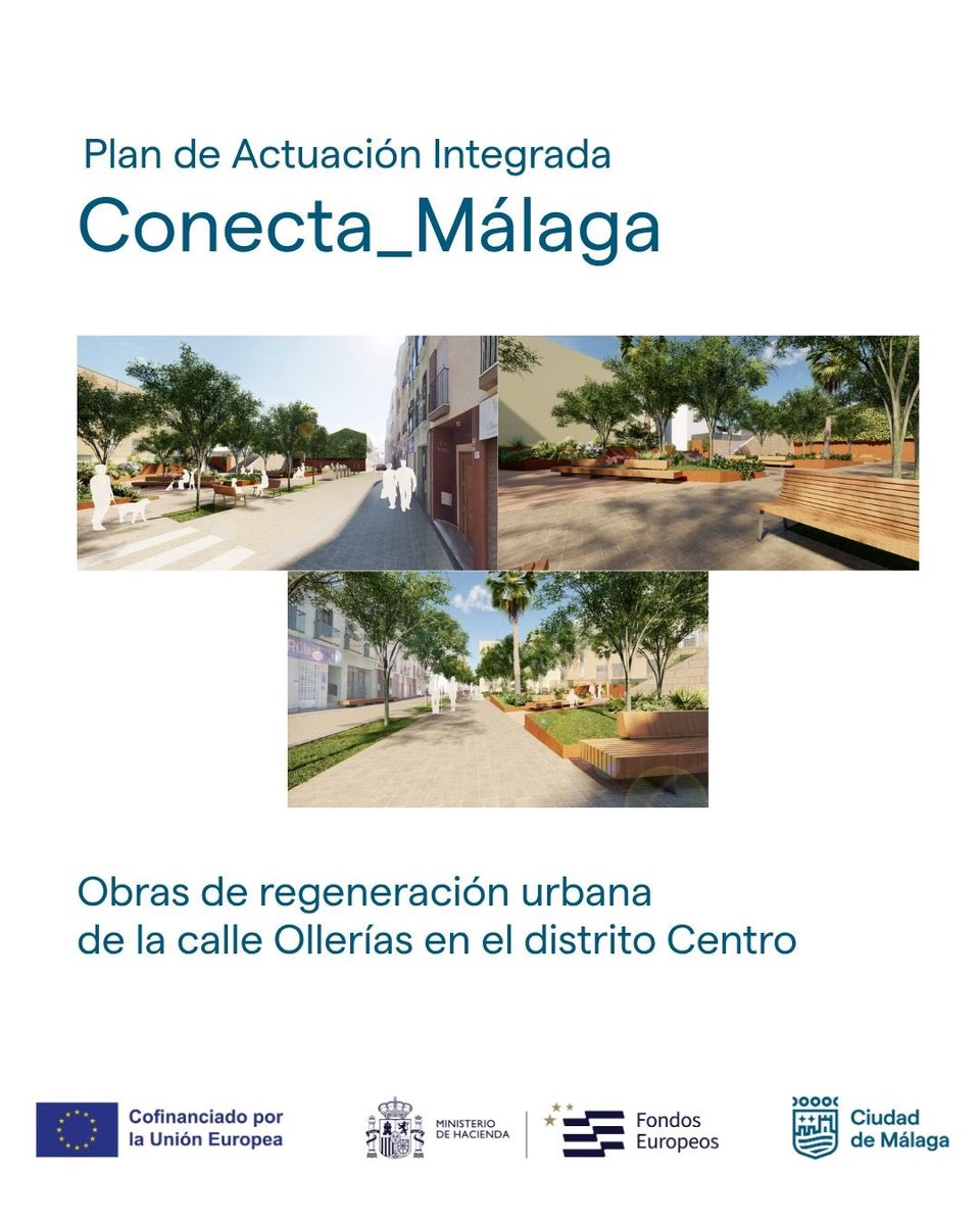 malaga's tweet photo. El Ayuntamiento impulsa la regeneración integral de la calle Ollerías con una inversión de 2,7 millones de euros. Más información 👉 https://t.co/7s8LCeL6su #EDIL #POPE #FEDER #EuropaSeSiente https://t.co/pcSyL7ILgo