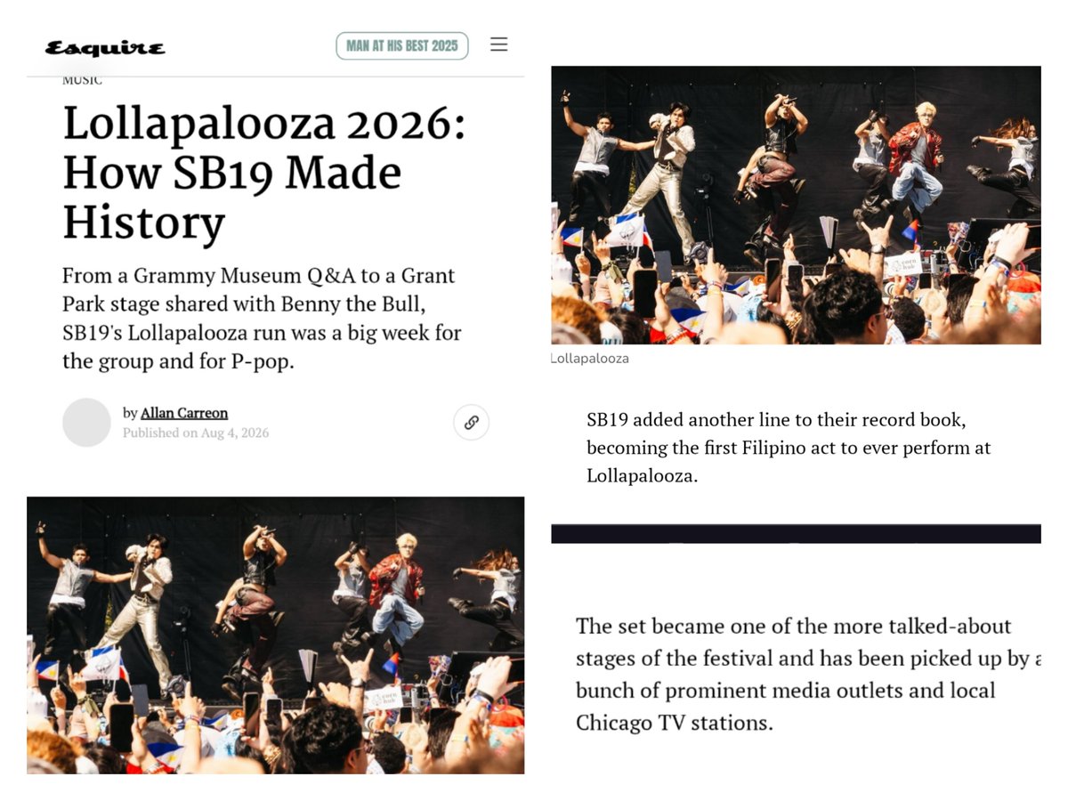 JDD_Poreber7798's tweet photo. "The set became one of the more talked-about stages of the festival and has been picked up by a bunch of prominent  media outlets and local Chicago TV stations. "

#SB19 @SB19Official

Click the link below to read the full article:
🔗https://t.co/odBTwXsud7 https://t.co/uMUjhcRHqR