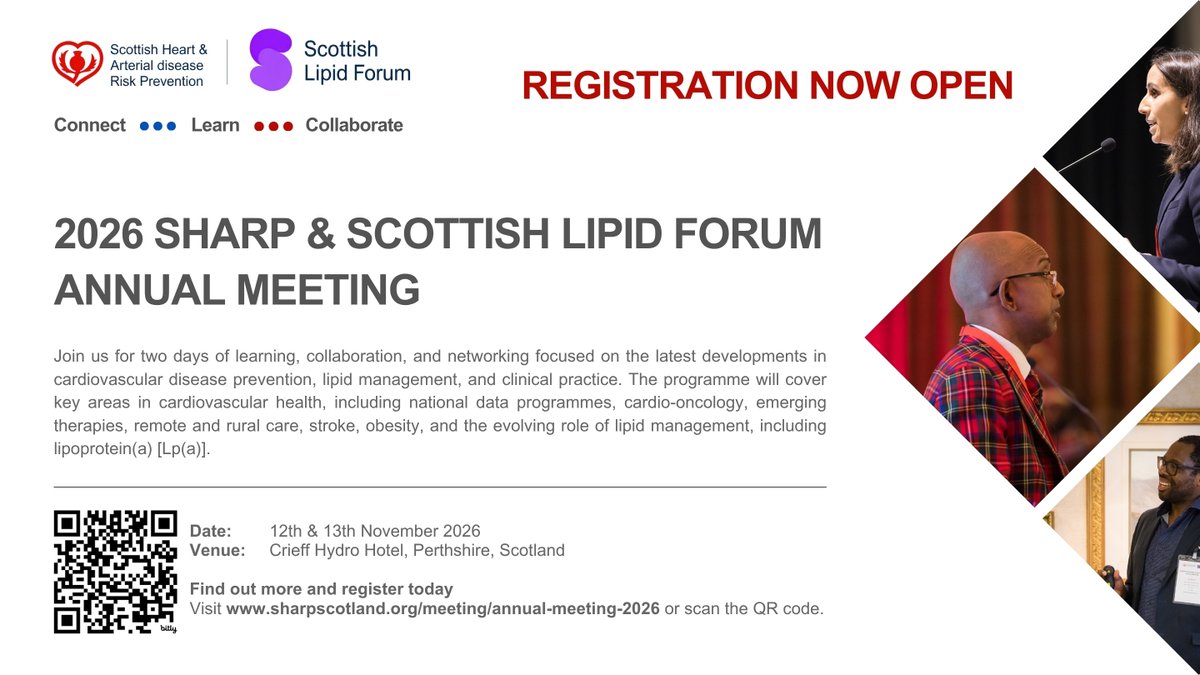 PCIssuesAnswers's tweet photo. For our Scottish members, don't forget the SHARP and Scottish #Lipid Forum annual meeting 12-13th November in Perthshire. To book, see below. https://t.co/Td7wHjrey1