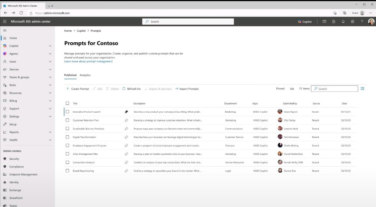 mungship's tweet photo. Microsoft ออก New Feature

Microsoft 365 Copilot: Organizational Prompts

คืออะไร?

เป็นฟีเจอร์ที่ช่วยให้องค์กรสามารถสร้าง Prompt มาตรฐานสำหรับ Microsoft 365 Copilot ให้ผู้ใช้ทั้งองค์กรใช้งานร่วมกันได้ Admin สามารถสร้างและเผยแพร่ Prompt ที่ Microsoft 365 Admin Center

ประโยชน์
👏  สร้างมาตรฐานการใช้งาน Copilot ภายในองค์กร
👏  ช่วยให้ผู้ใช้เริ่มใช้งาน Copilot ได้ง่ายขึ้น
👏  องค์กรกำหนดแนวทางเองได้
👏  ลดความจำเป็นในการฝึกอบรม Prompt Engineering สำหรับผู้ใช้ทั่วไป
👏  มี Analytics เพื่อติดตามการใช้งานและปรับปรุง Prompt Library ได้

General Availability (Worldwide) เรียบร้อยแล้วเริ่มทยอยเปิดใช้งาน ต้นเดือนกรกฎาคม 2026 ถ้าเข้า 365 Admin จะเห็นเมนูแล้วครับ
#Copilot #Microsoft365