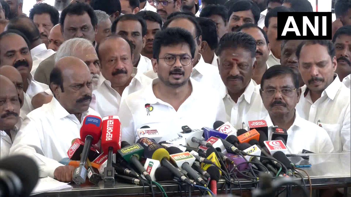 ANI's tweet photo. Chennai | On the state budget, State LoP & DMK MLA Udhayanidhi Stalin says, "While the INDIA alliance is protesting against NEET, this government has taken no meaningful action on the issue. The Chief Minister did not respond to these concerns; instead, the PWD Minister answered them. If that is the case, why should the Opposition come to the Assembly expecting answers from the Chief Minister? The Chief Minister asked for time to fulfil his election promises, but even in today's budget, there was no roadmap or announcement regarding their implementation. The DMK is ready to question the government throughout this Assembly session, and we expect the government to answer those questions. The TVK promised to bring change, but the only change it has brought is changing the names of old schemes"