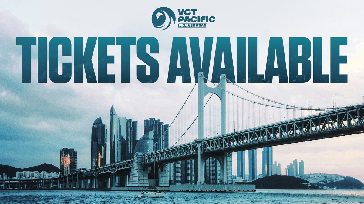 vctpacific's tweet photo. Tickets to the #VCTPacific Stage 2 Finals in Busan are NOW AVAILABLE 🎟️

Don't miss the chance to see who will take the 2026 Pacific trophy and the final spots to Champions! https://t.co/4TVNVbJ8ES