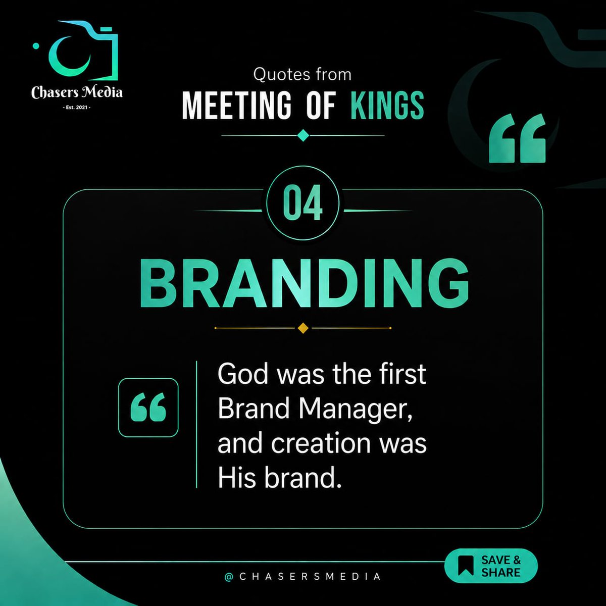 ChasersMedia001's tweet photo. Excellence speaks before introductions.
Your life should reflect it. Your work should prove it.
Swipe through these powerful lessons from Meeting of Kings and tell us:
Which quote stayed with you?
#MeetingOfKings #Leadership #Chasersmedia #Branding https://t.co/smgs46poYe