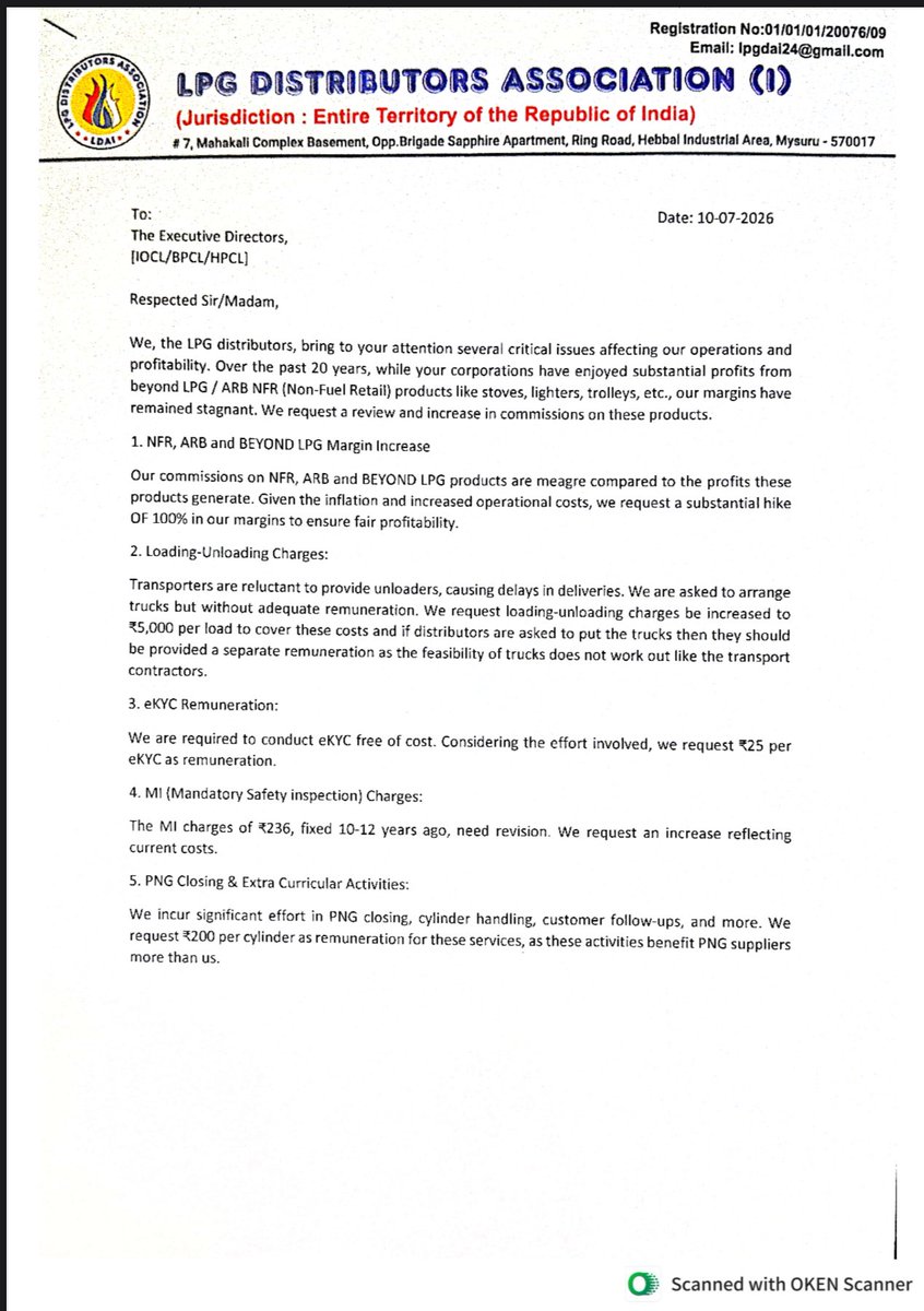 lpgdai24's tweet photo. #JUSTICE_for_LPG_DISTRIBUTORS_of_INDIA
#Revise_Distributors_Commission_to_Rs150_per_Domestic_Cylinder 
#Implement_Denovo_Study_1_2_Pending_for_fair_revision_since_2019
#Other_OMC_related_issues_as_mentioned_in_the_letter_attached
#ELSE_ALL_INDIA_LPG_Distributors_Indefinite_Strike_at_Jantar_Manyar_Delhi