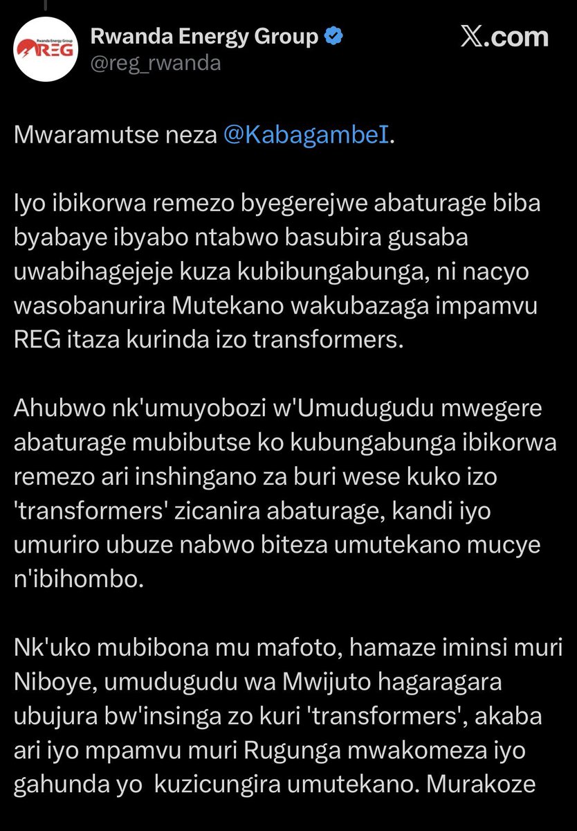 nikokuri11's tweet photo. Umutekano w’i miyoboro ucungwa na Reg, ifatanije na police na Rib. 
None x byagenzebite ngo umutekano w’i miyoboro ijye mu maboko yabaturage ? 

Icyo umuturage asabwa nukuguha amakuru mugihe abonye hari uwuyangiza. 

@reg_rwanda Kuyibungabunga no kuyikwirakwiza ni ibyanyu. https://t.co/PWjcpuMHP0