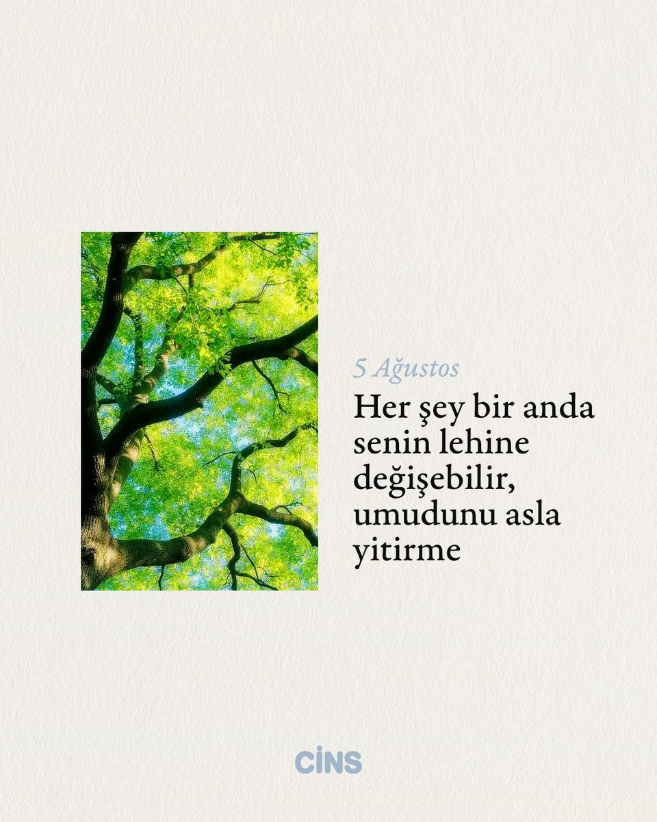 CinsDergi's tweet photo. Günlük Cins hatırlatmasıdır:

Her şey bir anda senin lehine değişebilir, umudunu asla yitirme. https://t.co/RzMIgBemgK