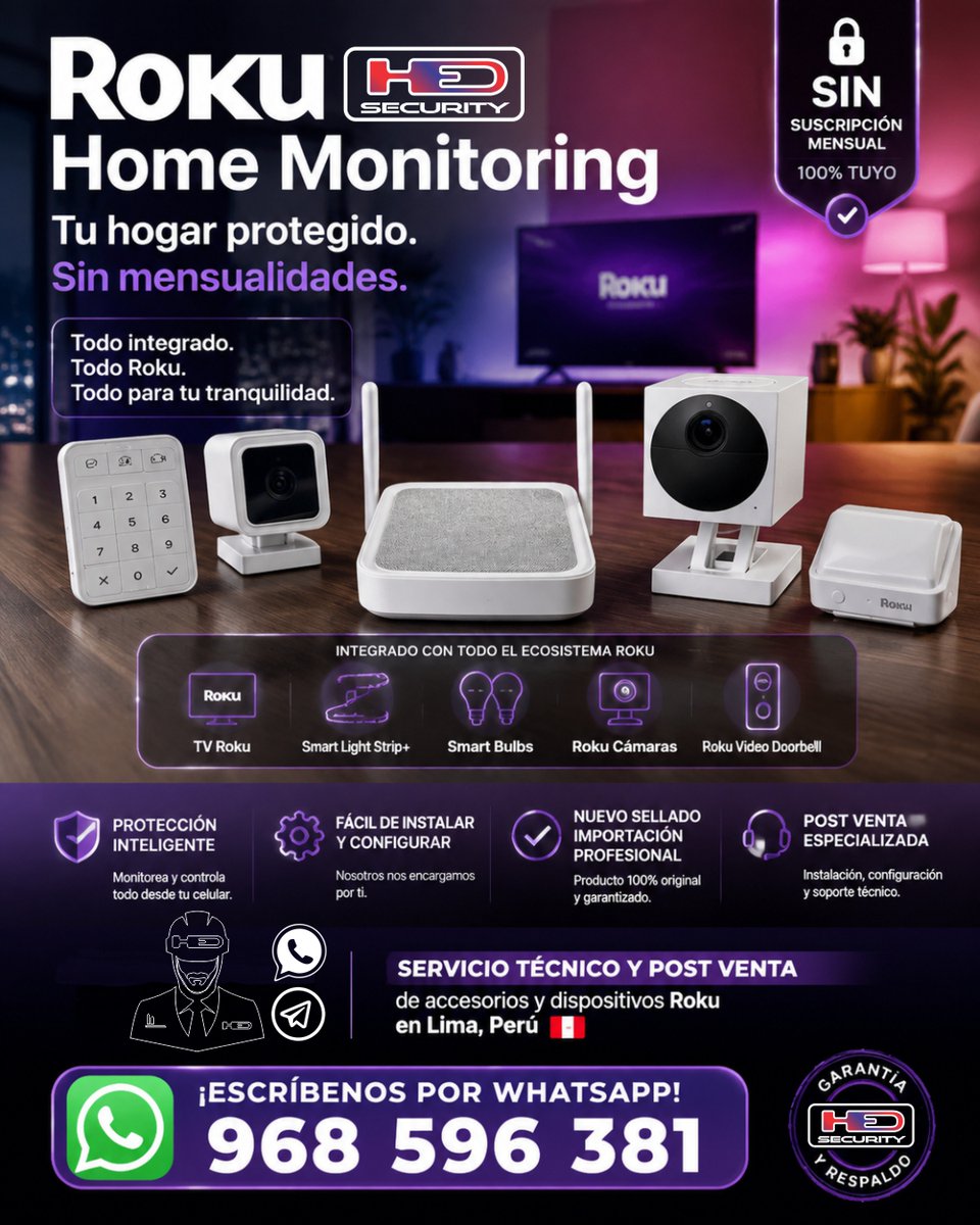 hed_sac's tweet photo. #RokuHomeMonitoring #SeguridadInteligente #Domotica #Tecnologia #Lima #Peru #Importacion #ImportacionTecnica #ServicioTecnico #RokuPeru #AlarmaInteligente #CamarasDeSeguridad #HogarSeguro #SinSuscripcion #hedsecurity #PeruTech #SeguridadElectronica #EmprendedoresPeru https://t.co/Ci3SMeIvYc