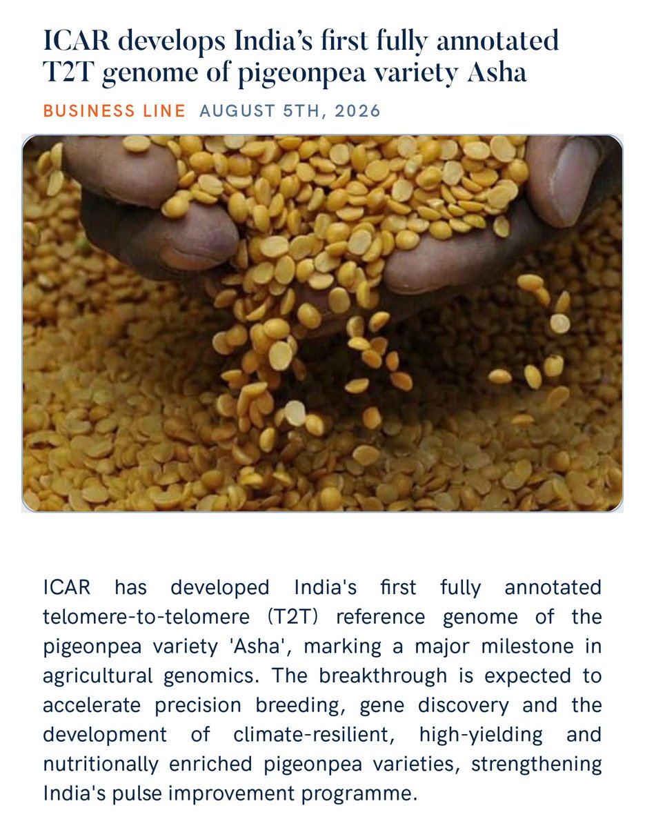 PMOIndia's tweet photo. ICAR develops India’s first fully annotated T2T genome of pigeonpea variety Asha
https://t.co/OWWOAf4R9B 

via NaMo App https://t.co/eiAjKzOgr2