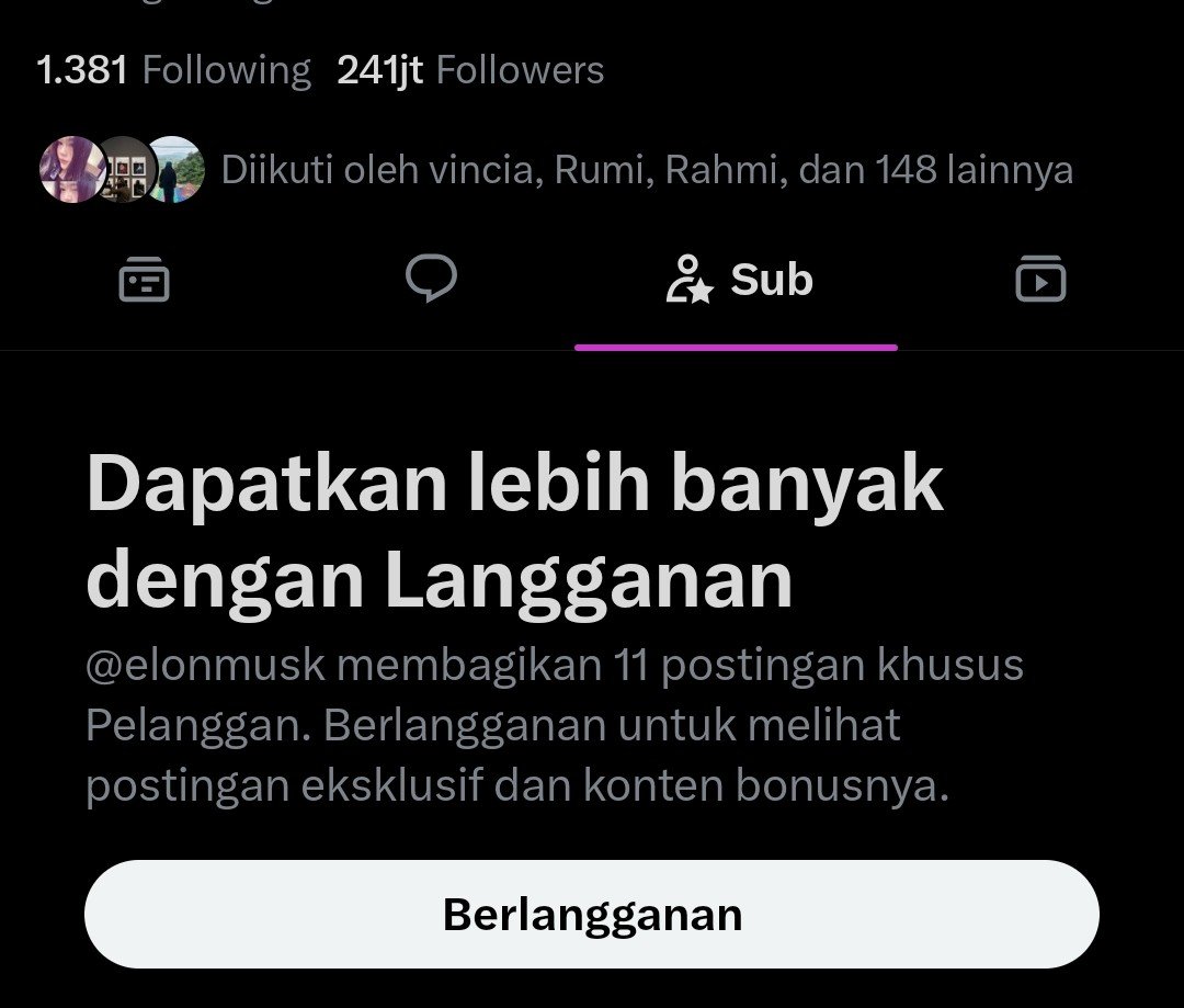 pemulungairdrov's tweet photo. @CKudisini Contoh nya kaya gini bang, klo fitur langganan itu udah kebuka, nanti di akun kmu bakalan ada informasi langganan kaya di foto ini, ketika ada orang yang berlangganan melalui profil kmu nah disitu kmu bakal cuan gede bang https://t.co/X6lqgJxaLd