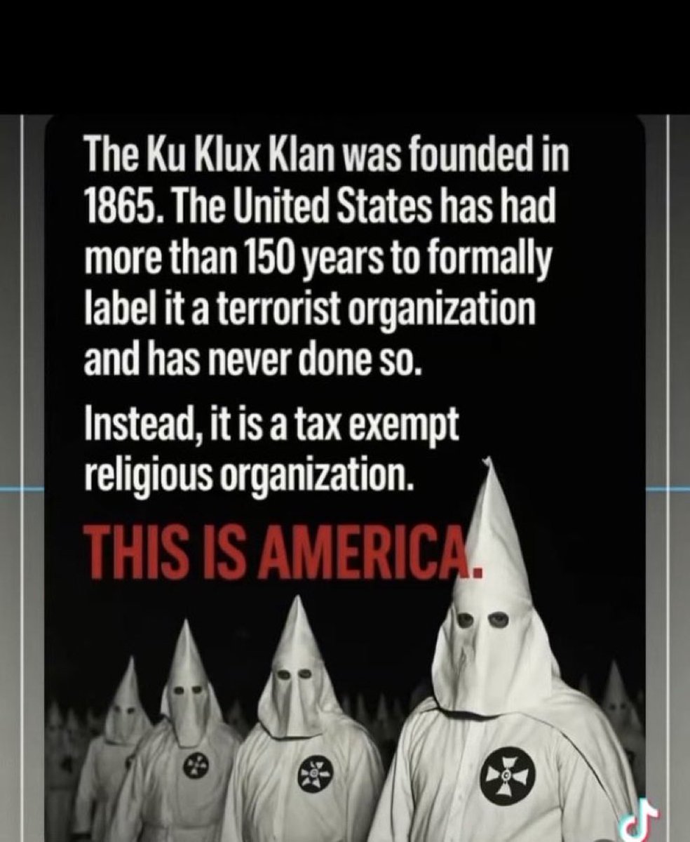 dijoni's tweet photo. They labeled everybody domestic terrorist, but not the KKK. And they have killed more people in America than any other gangs.. they have killed thousands of black men and women. They have rape a lot of black women.. They have bombed that burned down schools and churches across America.. They have terrorize Black people all across America for the government never classified them as domestic terrorist.