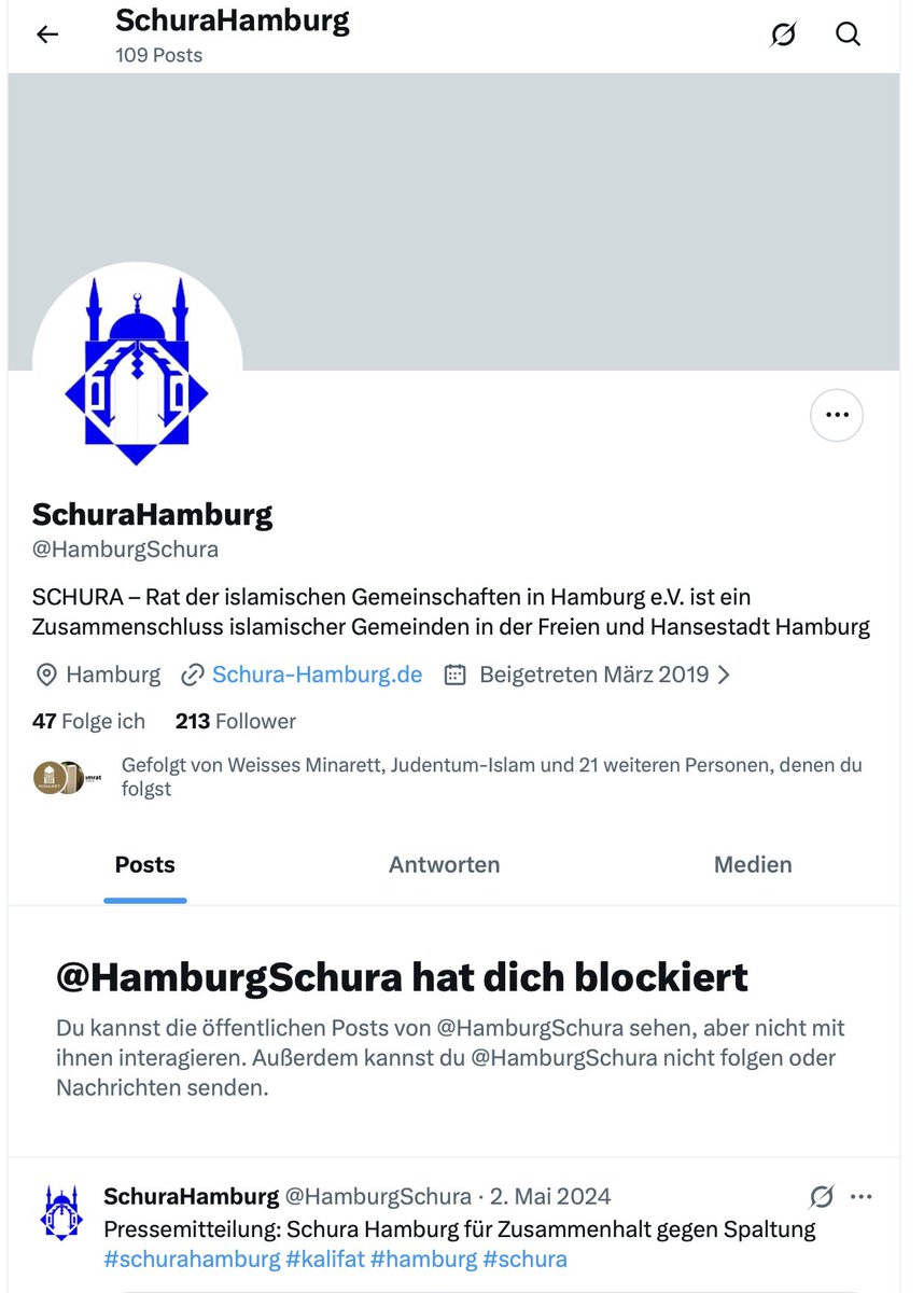 Volker_Beck's tweet photo. .@HamburgSchura hat mich blockiert.
IZH war dort lange Mitglied &amp; im Vorstand vertreten.
Ein regelmäßiger Besucher des IZH steht in HH vor Gericht, weil er meine Ermordung beauftragt &amp; Dr. Schuster &amp;einen koscheren Supermarkt ausspioniert hat.
Kritik mag man bei der Schura nicht. https://t.co/JTSdoBwwJy