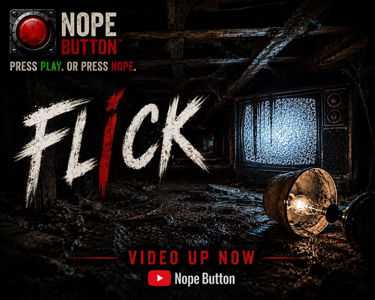NopeButton26's tweet photo. FLICK. This game will give you nightmares! 
FLICK is up on my YouTube channel now for you to enjoy. Please show support &amp; go give it a watch, a like &amp; tickle that bell…🔔🫪😂
#FLICK #FLICKhorrorgame #indiehorror #horrorgame #nopebutton https://t.co/gBSoIM2rQv