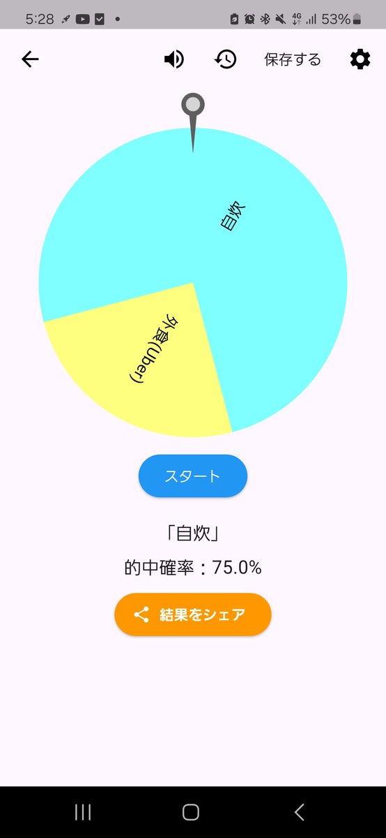 hamaguri25252's tweet photo. あまりにも意思が弱いのでUberしないためにルーレットしてる https://t.co/aOdMmnQc5r