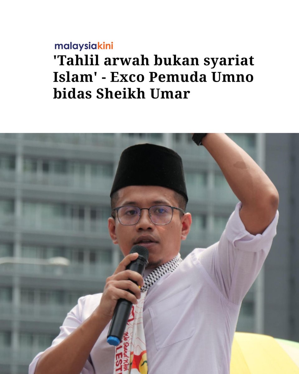 mkini_bm's tweet photo. Tahlil arwah bukan sebahagian daripada syariat Islam dan tiada nas sahih yang khusus daripada Rasullullah mengenai amalan itu, kata Exco Pemuda Umno, Wan Muhammad Zuhir Wan Ghazali.

Dia berkata demikian selepas menerima kecaman apabila memuat naik video memaparkan seolah-olah mengadakan majlis tahlil arwah bersama sekumpulan individu.

Kapsyen pada video berkenaan berbunyi “Tengah tahlil atas pemakaman Loke di DUN Chennah”.

Baca selanjutnya: https://t.co/dLarNnslS7