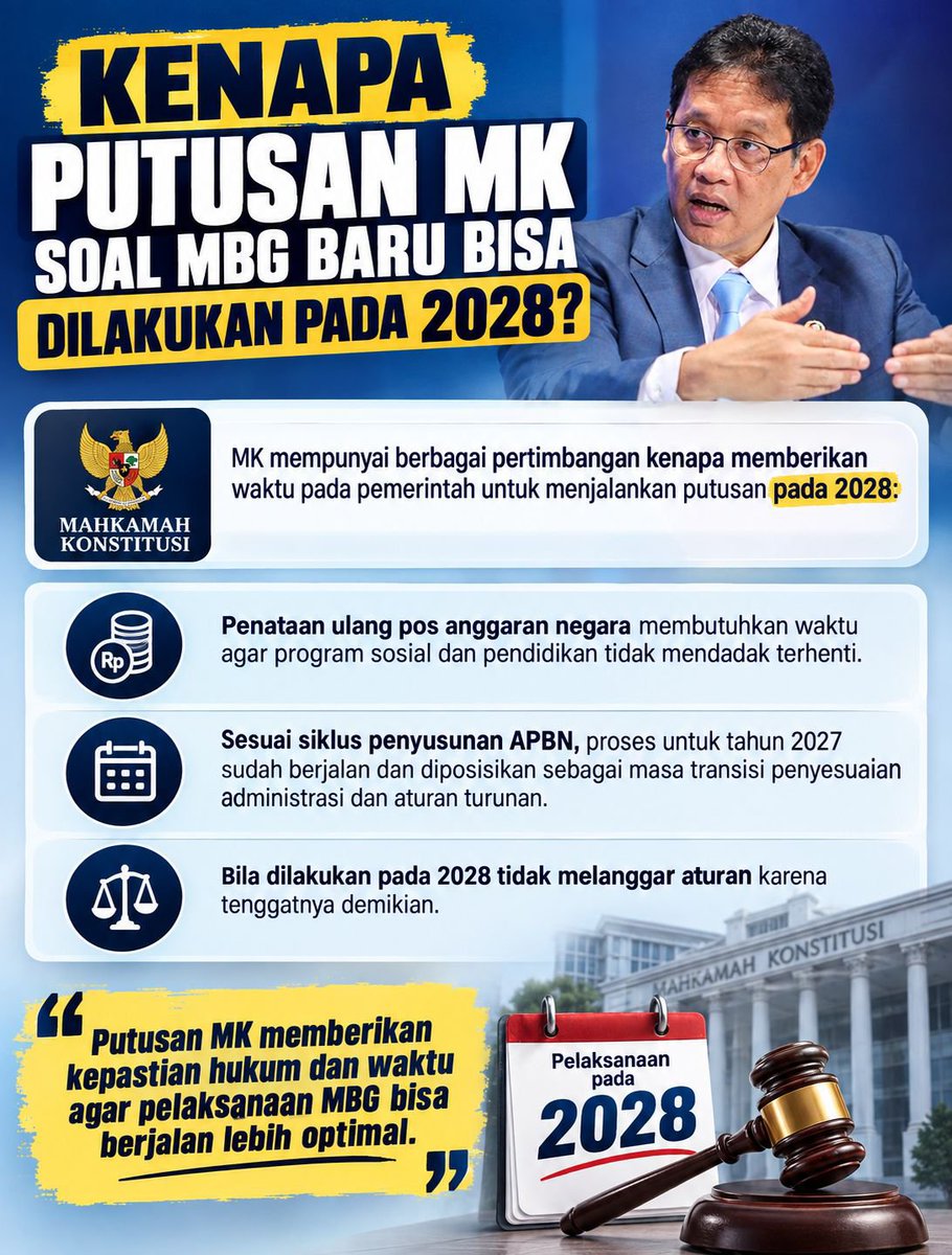 EPadang37580's tweet photo. Sesuai siklus APBN, penyesuaian bertahap agar tidak mengganggu jalannya pemerintahan.
#MBGKonstitusional #TransisiTerukur #KepatuhanHukum https://t.co/WmGap80Ohd