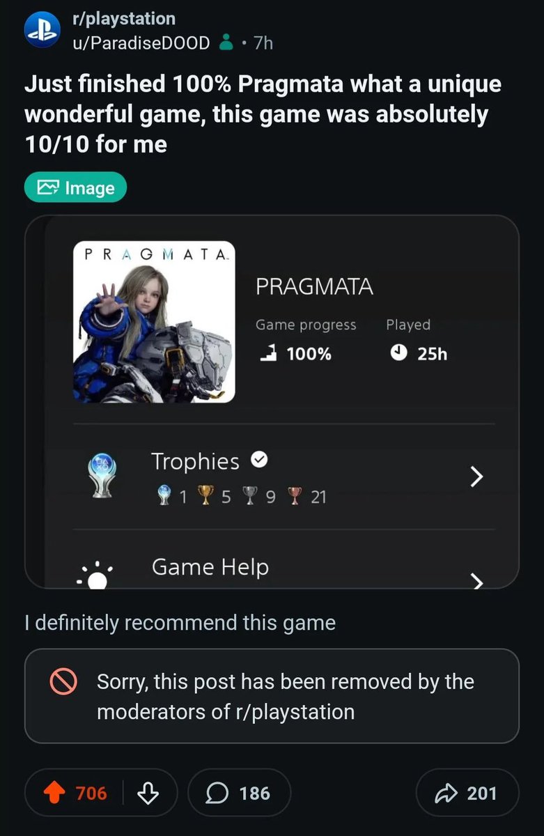 Reddit_Retards's tweet photo. "Pragmata was a beautiful game!"

>Removed by moderators https://t.co/WPZOCUI7RE