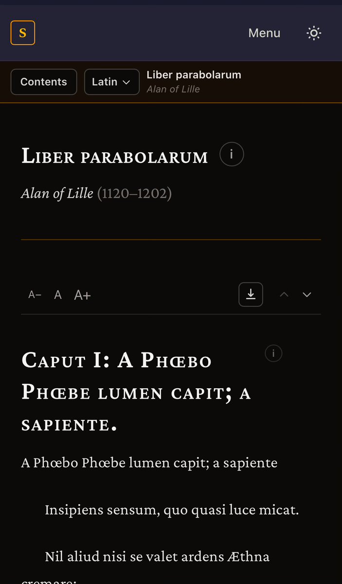 Vertoris's tweet photo. "A thousand roads lead men through the ages to Rome"

Alan of Lille's Liber parabolarum "Book of Parables" is available on ScholaThomistica in English and Latin. https://t.co/f6C22eGXic