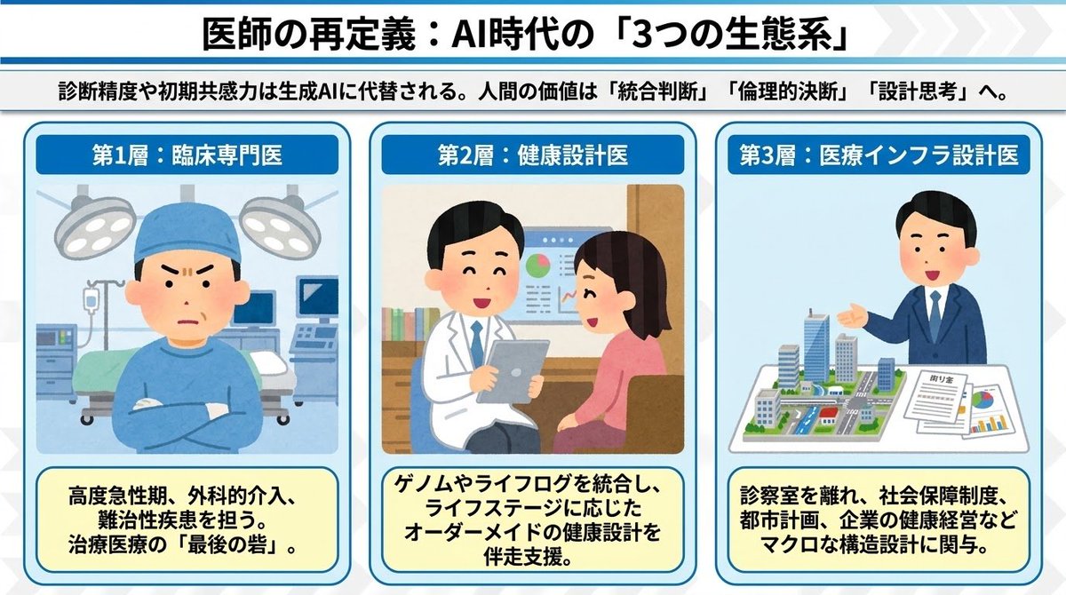 HiroakiKato's tweet photo. 『0次予防から始まる健康国家戦略』で示した、これからの医師の生き方の3パターン https://t.co/tMipVXUvrd
