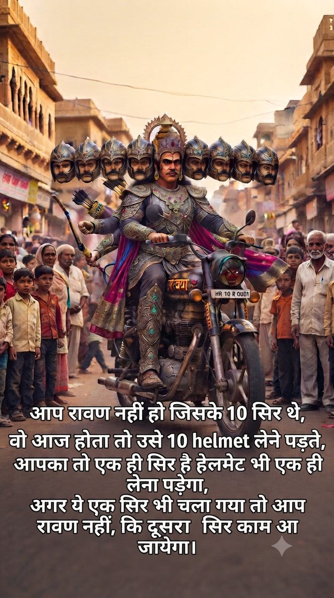 Rtomeerut's tweet photo. Always wear a helmet if you are riding a two-wheeler, because you only have one head; you are not Ravana with ten heads. https://t.co/PxEZlQOoLw
