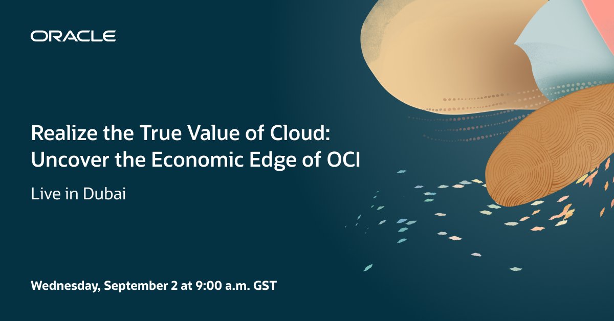 StedmondRobert's tweet photo. Join Oracle's Technology Executive Roundtable on 2 September at the St. Regis Hotel Downtown in Dubai to hear Oracle experts and industry peers discuss the concrete economic benefits of OCI. Register now for this exclusive session: https://t.co/gowzZ1xVrp https://t.co/v4nDSXmalr