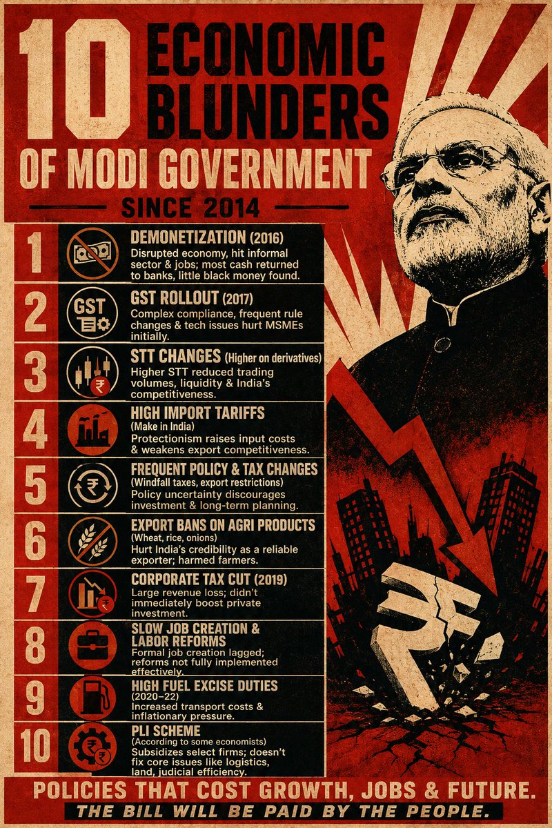 royalist_1947's tweet photo. @IndianGems_ India would have been a $5 trillion dollar economy already around 2019 if not for voodoo demonetization.

 Modi destroyed India's manufacturing sector in order to implement RSS's fringe policy by crack-pot economist Gurumurthy. https://t.co/d8dJdWUBz9