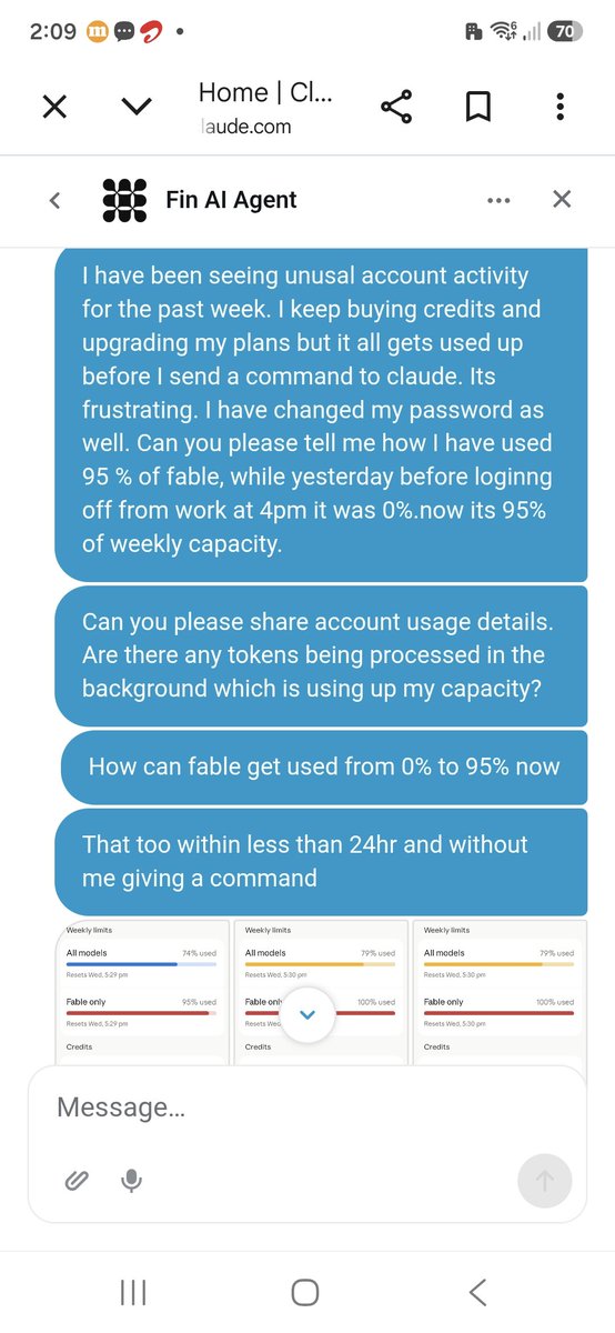 berryn's tweet photo. @claudeai my #ClaudePro account got hacked #ClaudeProHacked. There is no response from support team from @claudeai @AnthropicAI. Conversation ID:
215475314610867. Its been 5 days. I expected more from an AI first company that I love to use. https://t.co/QmOyPZLUik