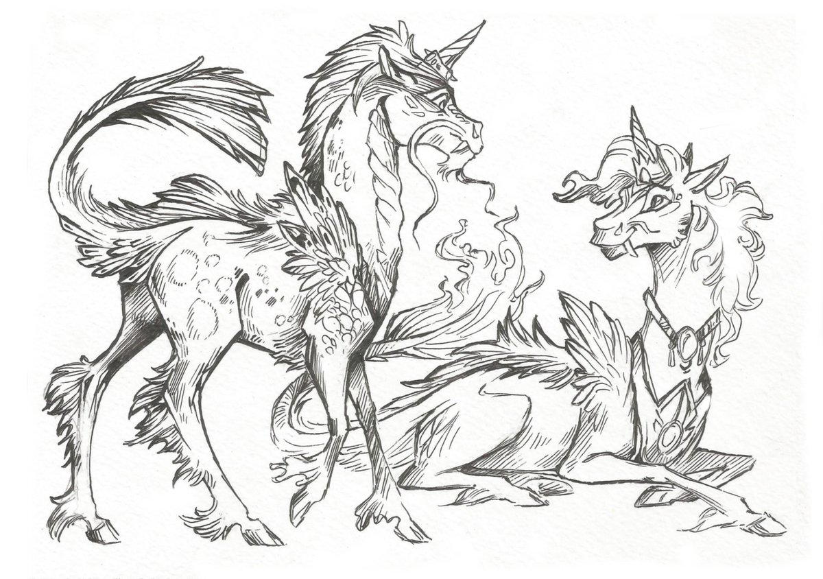 Taski_Guru's tweet photo. Line art of fantasy equine characters
#lineart #horse_oc #unicorn_art #line_art #longma #hybrid #unicorn_oc https://t.co/V4Xdc5PEzU
