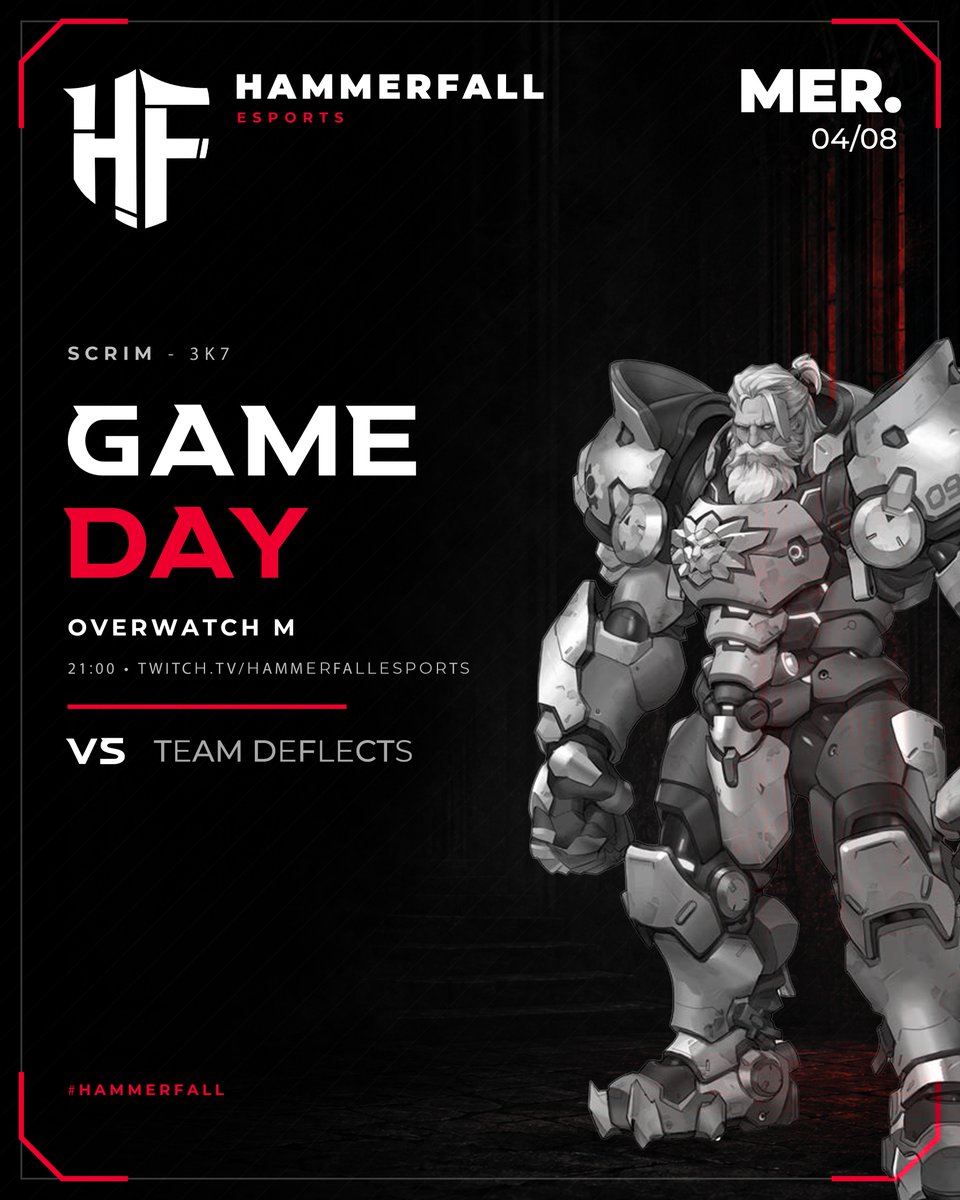hf_esport's tweet photo. ⚫️⚪️ [𝗚𝗔𝗠𝗘 𝗗𝗔𝗬 𝗢𝗪-𝗠] ⚔️

Notre roster Overwatch masculin est de retour ce mercredi pour un scrim face à la Team Deflects

🕘 Début à 21h00
📺 En direct sur https://t.co/5fJ1kf4u3r

𝗥𝗲𝗻𝗱𝗲𝘇-𝘃𝗼𝘂𝘀 𝗰𝗲 𝘀𝗼𝗶𝗿 𝗽𝗼𝘂𝗿 𝘀𝗼𝘂𝘁𝗲𝗻𝗶𝗿 𝗹’𝗲́𝗾𝘂𝗶𝗽𝗲 ! https://t.co/cu1Ag0xF3I