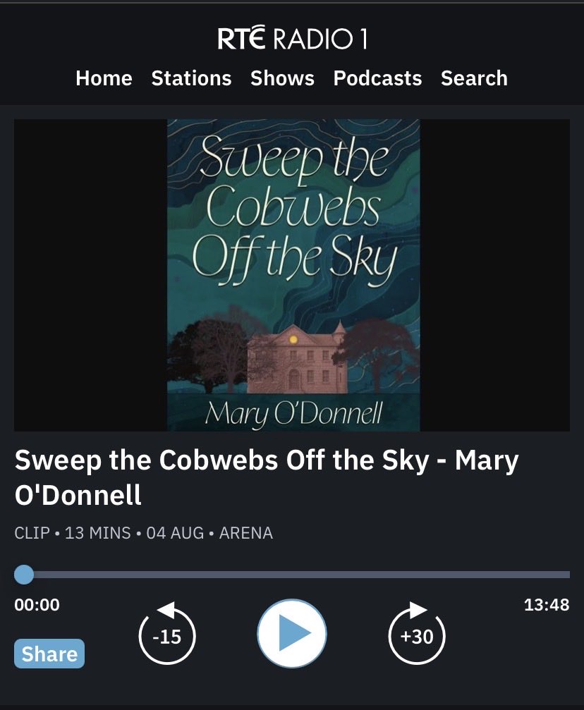 Epoque_Press's tweet photo. A big thank you to @RTEArena @RTERadio1 @rickoshea for featuring Sweep the Cobwebs Off the Sky by Mary O’Donnell

You can listen to the wonderful conversation about the book on the RTÉ website via this link: 
https://t.co/V5214CWOp2

#epoquepress #books #bookreview https://t.co/GR3KGPpNRJ