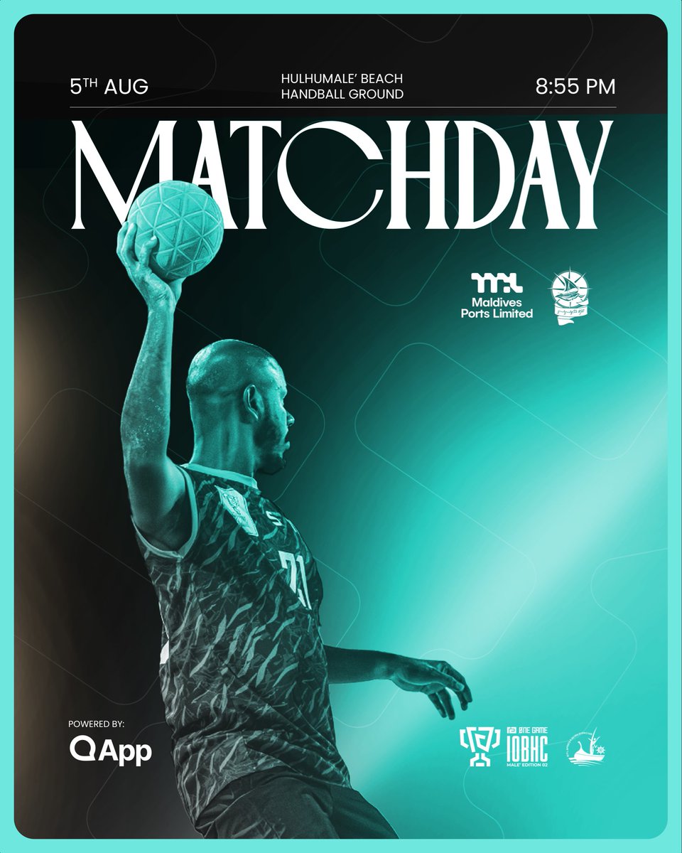 Portclubmv's tweet photo. MATCH DAY!
📍Hulhumale’ Beach Handball Ground
🗓️ 5 August 2026
⏱️ 20:55
Come and show your support!
#MPL #PortRecreationClub #PortClub #OneGame #IOBHC https://t.co/k1fiN1Zg1J