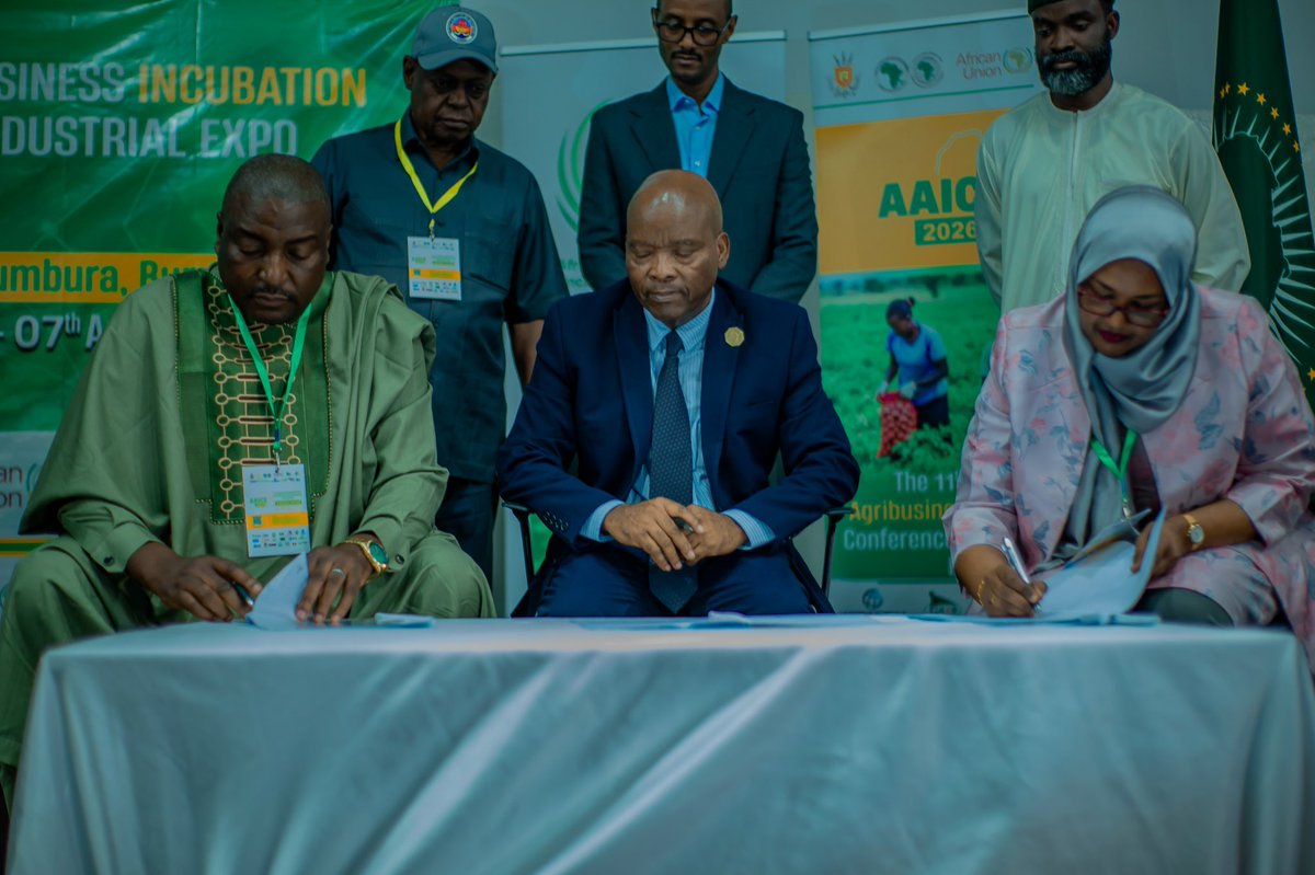 AAIN4Africa's tweet photo. AAIN and #AUIBAR have signed a Memorandum of Understanding at #AAICE2026 in Bujumbura, Burundi, strengthening collaboration to advance agribusiness incubation, innovation, entrepreneurship, youth employment and resilient agrifood systems across Africa. 
Together, 4 transformation https://t.co/HKaCkuZKa0