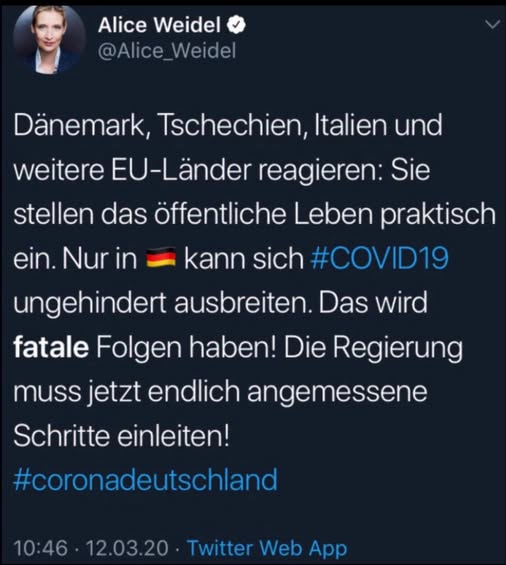 Ferika0409's tweet photo. Ja, das sollte wirklich nicht in Vergessenheit geraten.
Denn kaum waren Maßnahmen ergriffen, hat Madame Wetterwendisch sofort gegen diese Maßnahmen geschossen!
"Ich bin dagegen! Worum geht's?" https://t.co/j7e1tPpiqp