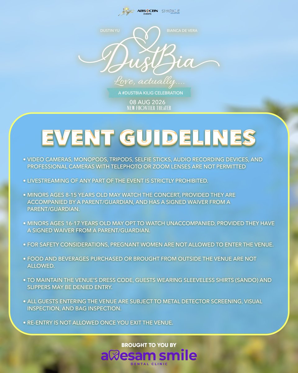 StarMusicPH's tweet photo. Tingin nga ng mga beautiful smiles, DustBia Nation? We're 3 days away til our Kilig Fan Concert celebration! 🥳💛

Plan your day ahead and be guided with these guidelines! ✨ See you on Saturday! 

FEW TICKETS LEFT‼️
BUY HERE: https://t.co/0k60pmFW98

#DustBia #ABSCBNEvents #DustBiaLoveActually