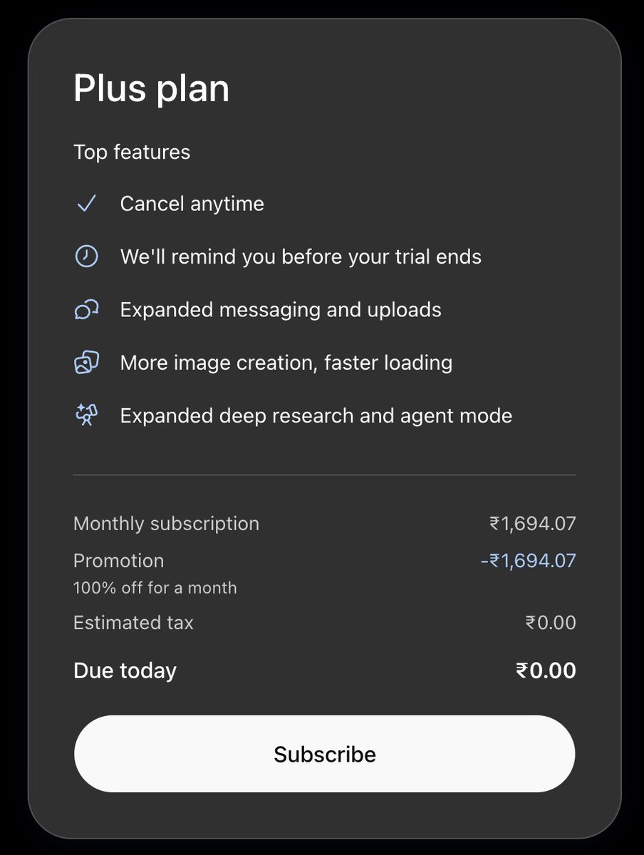 _brusooo_'s tweet photo. Got ChatGPT Plus for free. Looks like the promotion is back. https://t.co/G6K0ZAXJPf