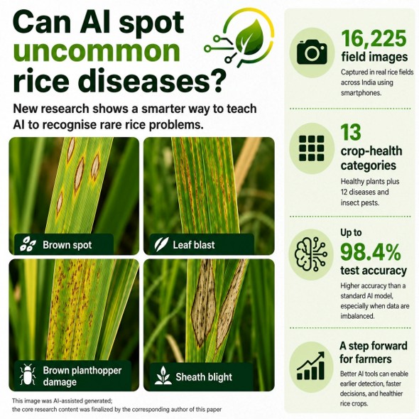 AgriEng_Mdpi's tweet photo. 🍚 Can AI spot rare rice diseases with limited data?

Instead of memorizing images, a new study compares leaf similarities so rare pests aren't missed in the field. 📲🌾

🔗https://t.co/yRzOsMC1dP

#AgTech #AI #PrecisionAg https://t.co/WqJvnPmtT4