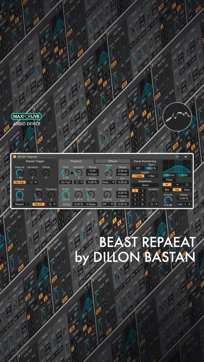 IsotonikStudios's tweet photo. BEAST Repeat by DILLON BASTAN is now free. Per-step stutter and repeat in a Max for Live sequencer. #MaxForLive #AbletonLive

https://t.co/k9pvTbQBnV https://t.co/US10eg9Rea