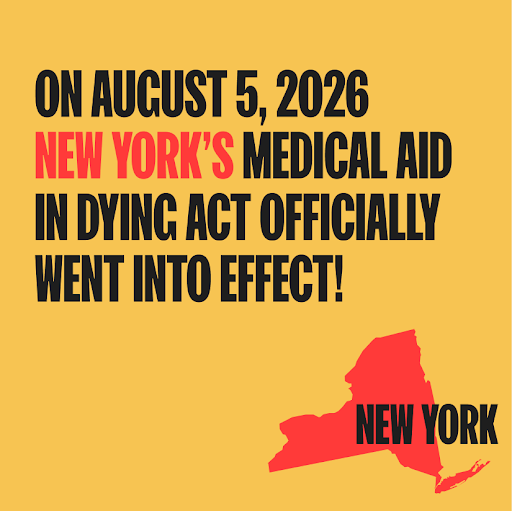 DeathwDignity's tweet photo. Today, we celebrate a monumental moment over a decade in the making: New York’s Medical Aid in Dying Act has officially been implemented!

From our CEO, Peg Sandeen: “New Yorkers never back down when it comes to defending dignity. For well over a decade, they have channeled their determination, grit, and unwavering spirit into our medical aid-in-dying movement. I’m proud to say the time has finally come when terminally ill New Yorkers have the law on their side.”

Read our press release: https://t.co/AhOcQkQDhN