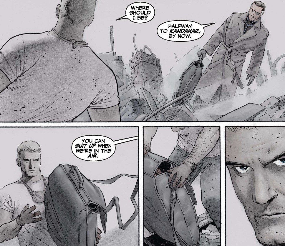 rise_t's tweet photo. Captain America #1。9.11事件でのキャップを描く名作。あの惨劇の場所で必死に民衆の救助にあたっていたスティーブ。そこにフューリーが現れ「何をしている。さっさと着替えてアフガンに行け。お前が必要だ。」と言いシールドとコスチュームを渡す。しかし彼は激昂して叫ぶ。続 https://t.co/g41p3wOYck