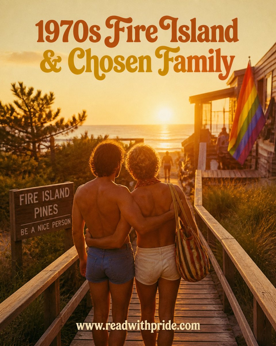 Read_With_Pride's tweet photo. Picture 1970s Fire Island: golden hour, wooden boardwalks, and chosen family by the shore. 🌊✨ Find your next beachside love story at https://t.co/rfJe0wmTbw! What is your dream queer summer escape? #QueerHistory #MMRomance #FireIsland #ChosenFamily #GayRomance https://t.co/pD7Dtb0Plr