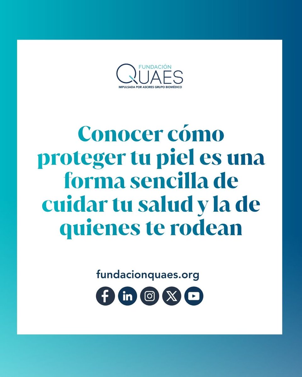 FQuaes's tweet photo. Las quemaduras solares dejan huella. Según los últimos datos de la AECC, más de 20.000 personas se ven afectadas por cáncer de piel en España, una enfermedad cuya incidencia continúa aumentando.

Proteger tu piel hoy también es cuidar tu salud del futuro.

#FundaciónQUAES #ConsejosQUAES #CáncerDePiel #Prevención