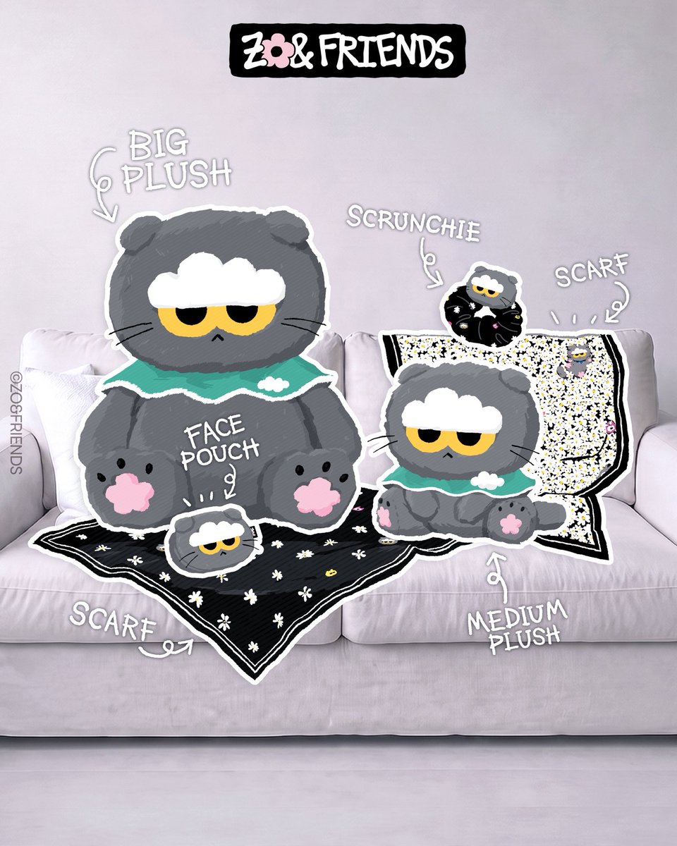 zonfriends's tweet photo. What's on my couch? 🛋️
#ZOAcore

❶ ZOA Big Plush
❷ ZOA Medium Plush
❸ ZOA Face Pouch
❹ ZOA Plush Hair Scrunchie
❺ Scarf (Black)
❻ Scarf (White) https://t.co/esL0nF70z8