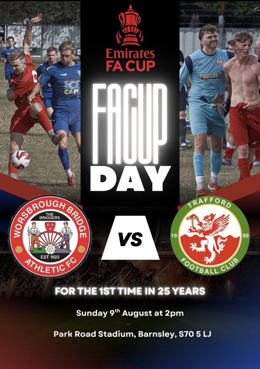 WorsbroughBFC's tweet photo. How much more excitement can you take after last nights thrilling away win at Pickering Town ?

Re-charge your batteries (and vocal chords) and get ready for our first FA Cup game in 25 years as we welcome Trafford FC to Barnsley on Sunday. https://t.co/XzJRzUFlaR