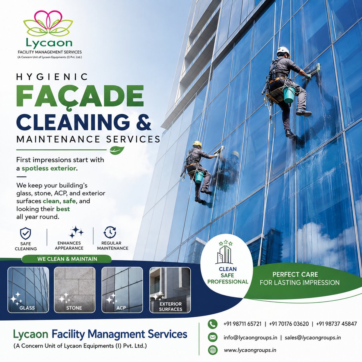 lycaongroups's tweet photo. First impressions start with a spotless exterior. Our Hygienic Façade Cleaning & Maintenance Services keep glass, stone, ACP, and exterior surfaces clean, safe, and looking their best all year round. ✨🏢
#FacadeCleaning #BuildingFacade #ExteriorCleaning #GlassCleaning https://t.co/w57tXguJ1T