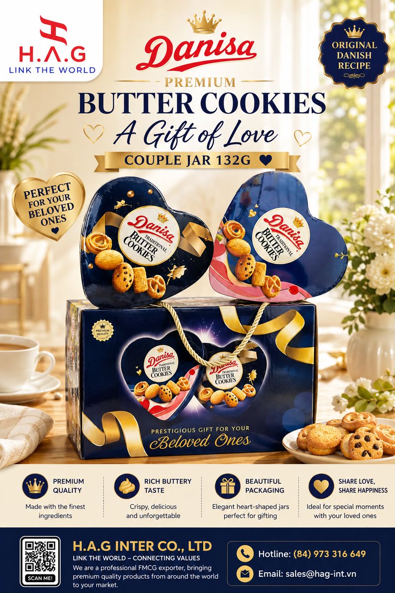 hagintercoltd's tweet photo. DANISA COOKIES HEART JAR 132G
#FMCG #fmcgexporters #FMCGSupplyChain #HAGINTER #danisabuttercookies #hagintercoltd
📷 Contact us now for discussion
𝐇.𝐀.𝐆 𝐈𝐍𝐓𝐄𝐑 𝐂𝐎., 𝐋𝐓𝐃 - 𝐋𝐈𝐍𝐊 𝐓𝐇𝐄 𝐖𝐎𝐑𝐋𝐃
𝐖𝐡𝐚𝐭𝐬𝐀𝐩𝐩 𝐧𝐮𝐦𝐛𝐞𝐫: (84) 097 331 66 49 https://t.co/bIrp52TOTb