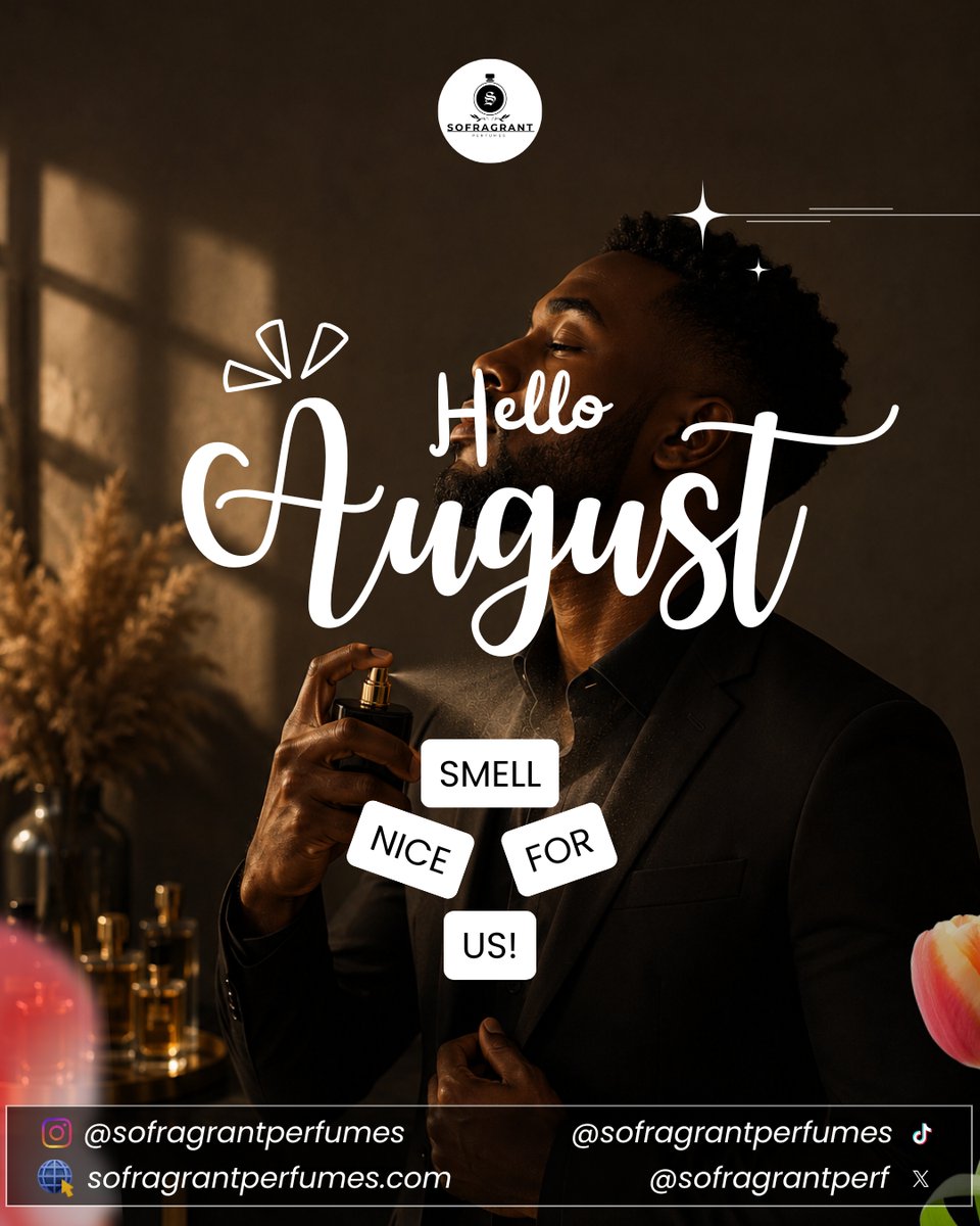 sofragrantperf's tweet photo. Hello, August! 👋🏾✨

A new month means new opportunities, fresh confidence, and of course... a new signature scent.

Smell nice for us. 😉

🌐 Shop at 2% OFF on https://t.co/qrXsjLDtAf

#SoFragrantPerfumes https://t.co/oF3MJM5q9I
