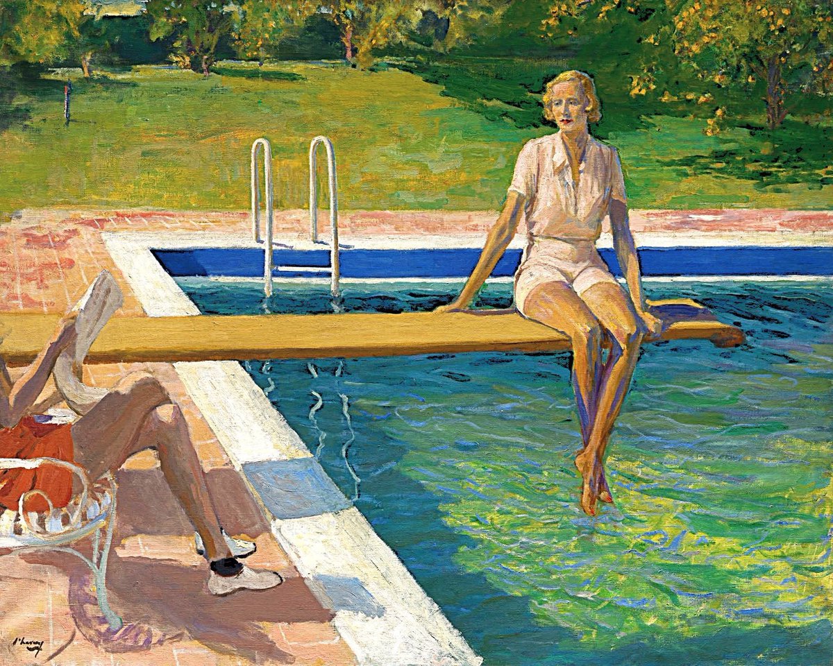 arte__foto's tweet photo. La vizcondesa Castlerosse, Palm Springs, 1938🖌️ John Lavery (irlandés, 1856 - 1941) #lavery https://t.co/maLxUvkYID