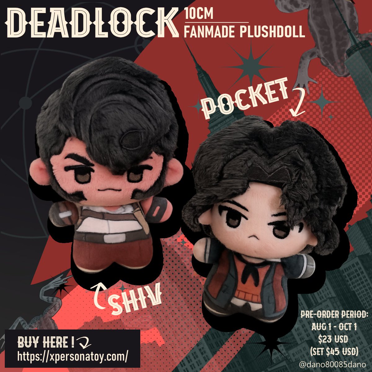 dano80085dano's tweet photo. Hey everyone, it's me again!

Doorman and Mina fan plushies are now available for preorder! 🎉
At the same time, the Pocket and Shiv fan plushies are back for a second run!
🌍 Worldwide shipping available
🗓 Preorder period: Aug. 1, 2026 – Oct. 1, 2026

✨ Get Doorman & Mina here! ✨
https://t.co/V9CSHrWDjX
✨ Get Pocket & Shiv here! ✨
https://t.co/ep5scVf1kM

If you could share or retweet this post, I'd really appreciate it! ❤️
BTW, if everything goes well, I'd love to make Venator and Drifter fan plushies next!