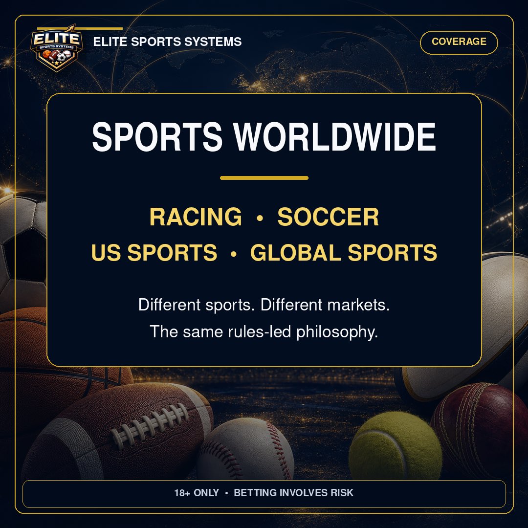 EliteBetsClubUK's tweet photo. Racing. Soccer. NFL, NBA, MLB and NHL. Tennis, cricket and rugby.

Different sports. Different markets. The same rules-led philosophy.

Less Guesswork. More Structure.

Website launching soon.

18+ | Betting involves risk. https://t.co/7G95KSbr0e