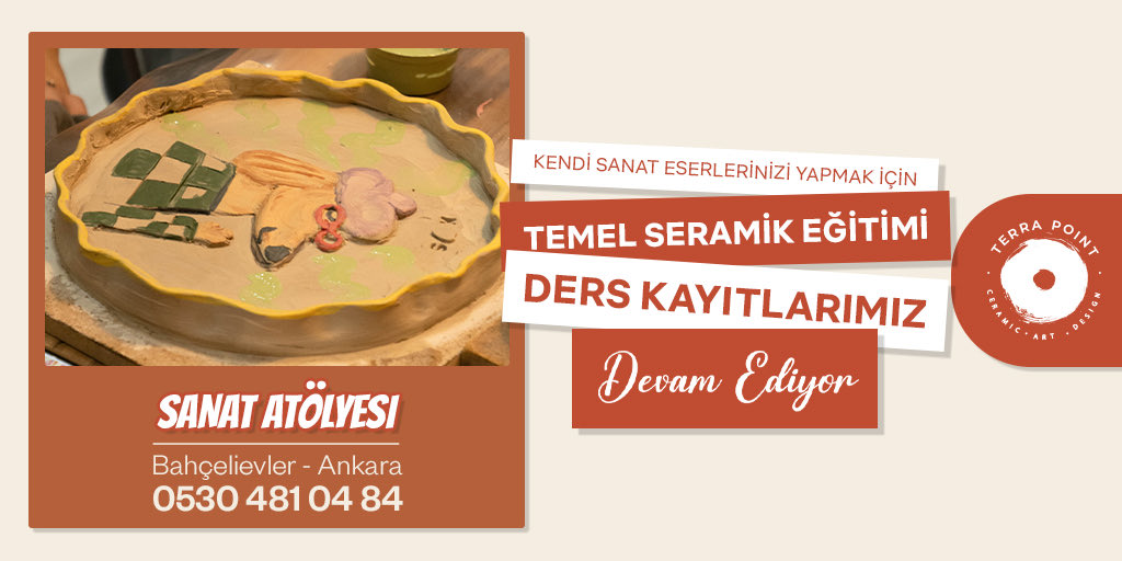 terrapointart's tweet photo. Kendi sanat eserlerinizi üretmeye hazır mısınız? 🏺✨
Terra Point Sanat Atölyesi’nde Temel Seramik Eğitimi kayıtlarımız devam ediyor! Çamurun terapi etkisini keşfetmek ve yerinizi ayırtmak için bize ulaşın. 🌿
📍 Bahçelievler / Ankara 📞 0530 481 04 84
#Seramik #Ankara #Atölye https://t.co/FHc1M6f8TO