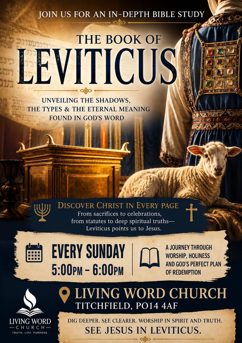revwickland's tweet photo. This Sunday, I start a new in depth bible study on the book of Leviticus at our church from 5pm.  If you cannot attend but want to hear the talks, then please email admin@lwcn.uk and ask to be added to the WhatsApp bible study group. https://t.co/dDe3o2sdc8